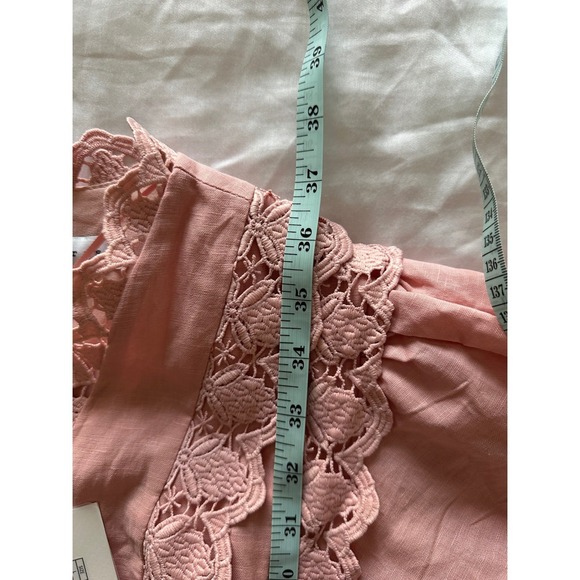 NWT Endless Rose Plunging Lace Trim Puff Sleeve Dress Dusty Pink Size L - Picture 7 of 11